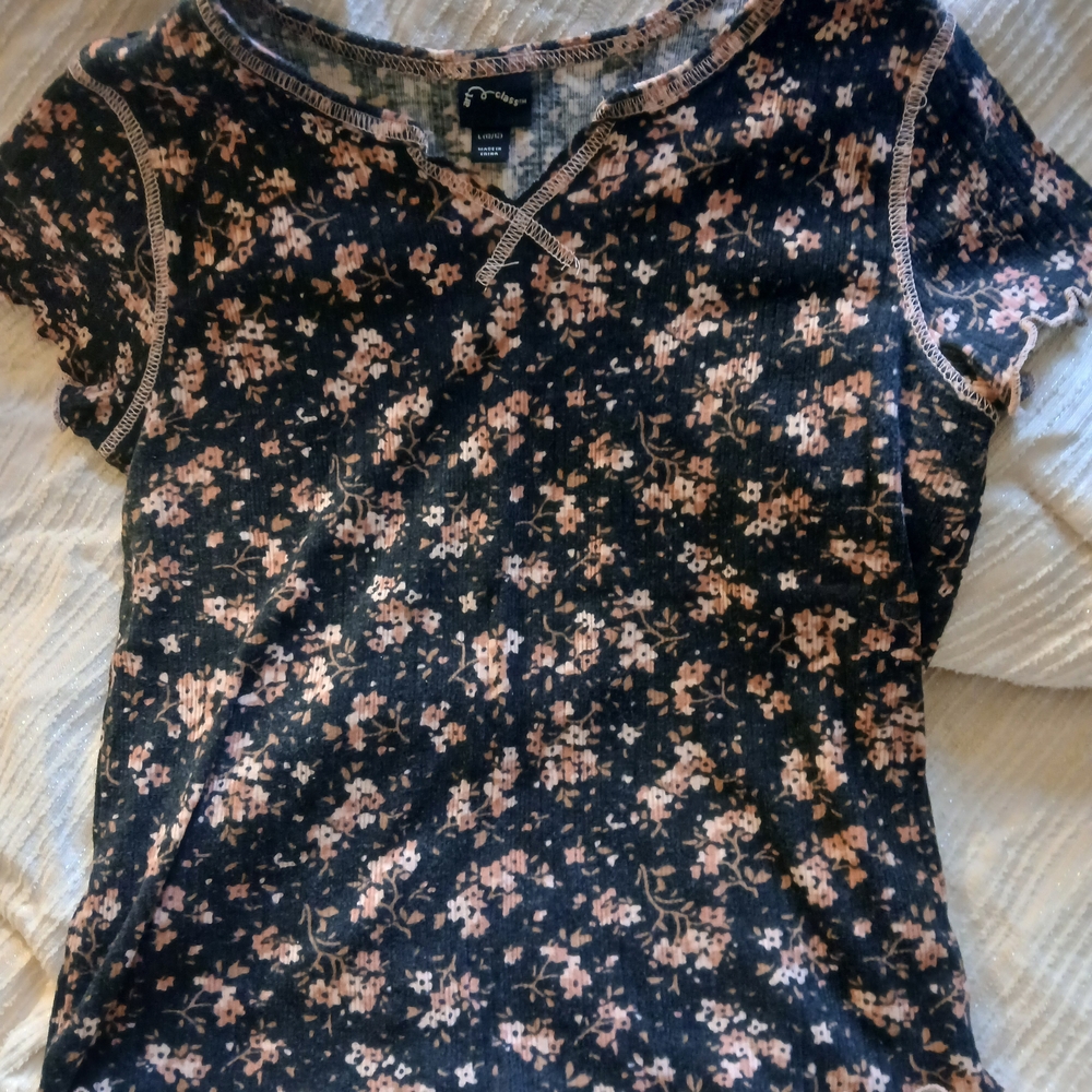 Aeropostale Pink and White Fitted Short Sleeve T-Shirt